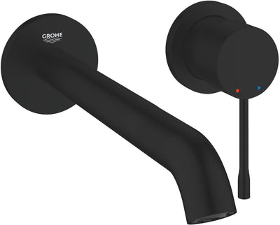 Grohe essence nuevo mezclador de lavabo tamaño L con dos orificios – montaje en pared – aquaguide – 230 mm – negro mate