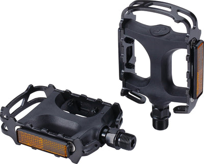 Bbb cycling mount go 2.0 bicycle pedals city bike, mtb e-bike pedal - universal - durable platform pedals with reflectors - black - bicycle pedals - bpd-15b