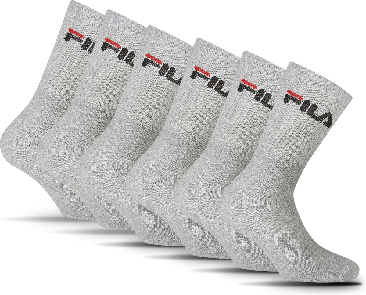 Fila crew sportsokken - maat 35 38 - 6 pack - grijs
