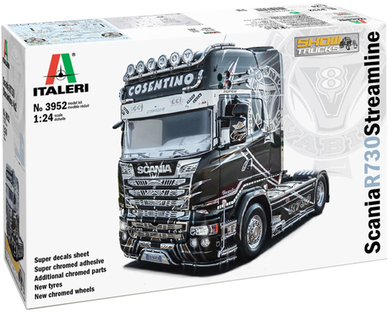 Italeri modellismo camion - 3952 scania r730 v8 streamline - show truck in plastica - 1:24 - modellismo