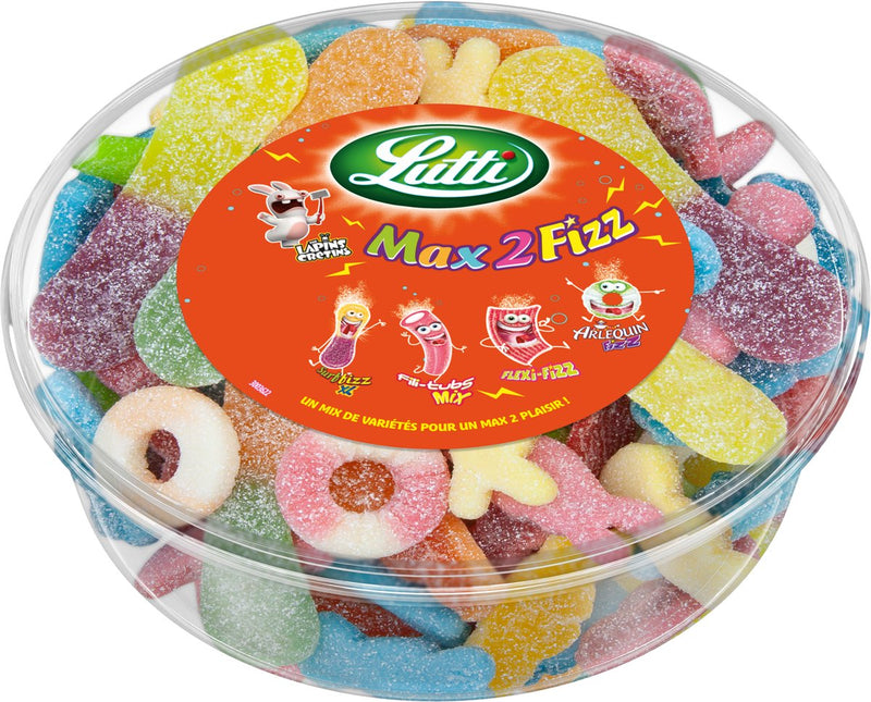 Lutti - max2fizz - caramelos ácidos - tubo - 500gr