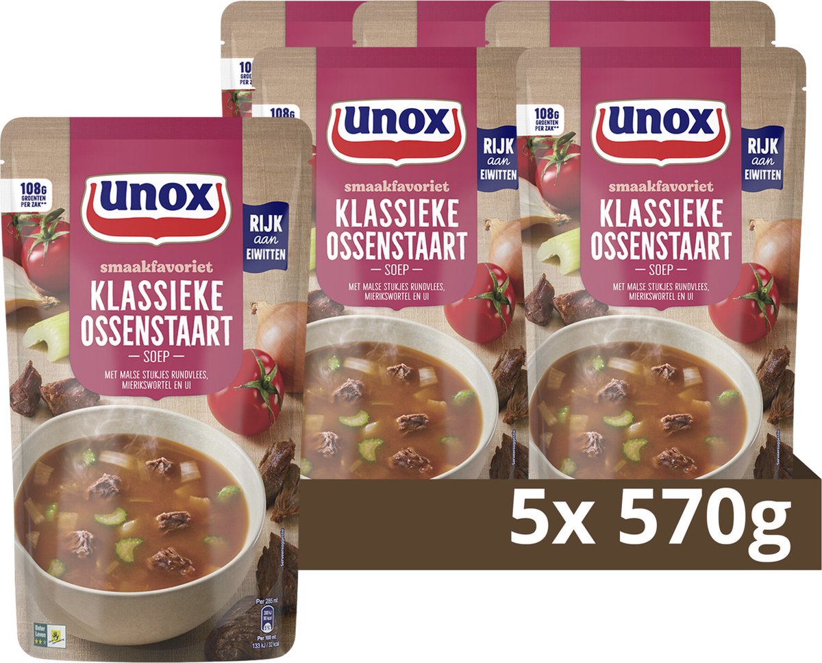Unox - zuppa in busta - zuppa classica di coda alla vaccinara - 5 buste x 570 ml