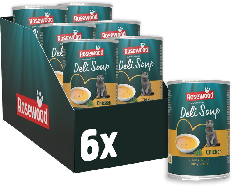 Rosewood Deli Soup Chicken - Snack per gatti in brodo - con teneri pezzi di pollo - ovviamente senza sale o zucchero aggiunti - 135 ml x 6 pezzi
