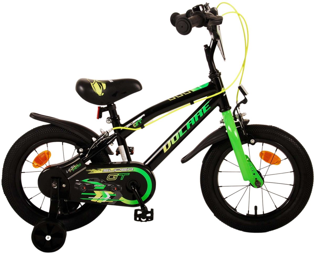 Volare super gt kinderfiets - jongens - 14 inch - groen - twee handremmen