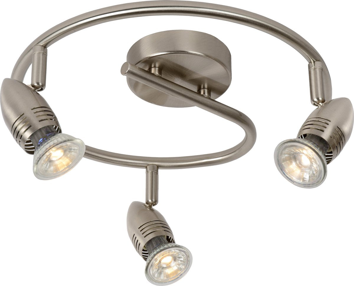 Lucide caro-led - plafondspot (plafondlamp) - ø 31 cm - led - gu10 - 3x5w 2700k - mat chroom