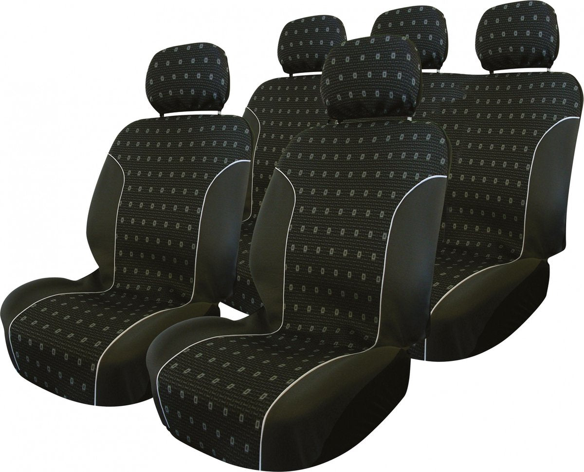 Set coprisedili Carpoint carbone 9 pezzi nero - set coprisedili per auto