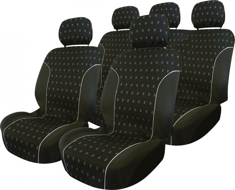 Set coprisedili Carpoint carbone 9 pezzi nero - set coprisedili per auto