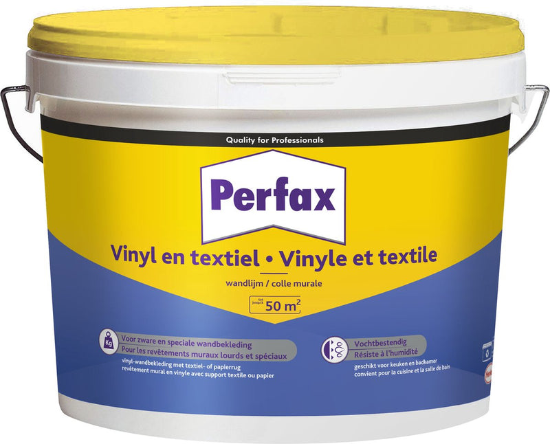 Adhesivo de pared vinílico y textil Perfax 10 kg | adhesivo de alta calidad listo para usar | para diversos materiales | aplicación fiable y versátil | revestimiento de paredes | acabado impecable