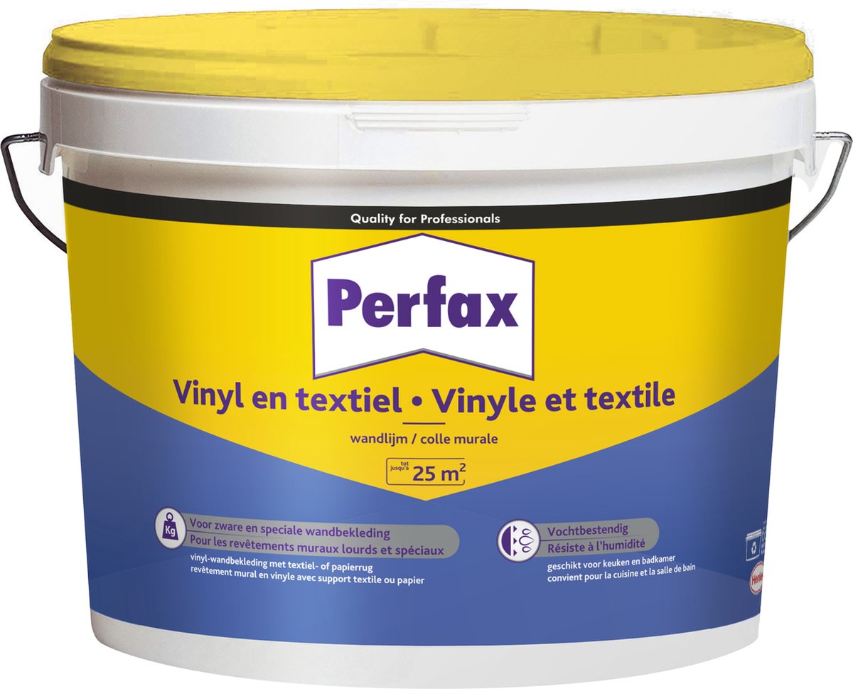 Adhesivo de pared vinílico y textil Perfax 5 kg | adhesivo de alta calidad listo para usar | para diversos materiales | aplicación fiable y versátil | revestimiento de paredes | acabado impecable