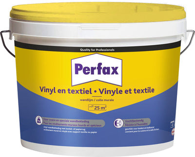 Adesivo murale vinilico e tessile Perfax 5 kg | adesivo di alta qualità pronto all'uso | per materiali vari | applicazione affidabile e versatile | rivestimento murale | finitura impeccabile