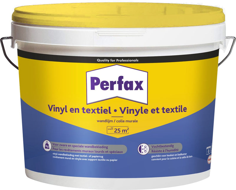 Adesivo murale vinilico e tessile Perfax 5 kg | adesivo di alta qualità pronto all'uso | per materiali vari | applicazione affidabile e versatile | rivestimento murale | finitura impeccabile