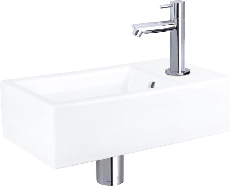 Set fontana Differnz force - ceramica - rubinetto dritto cromato - 40 x 22 x 11,5 cm