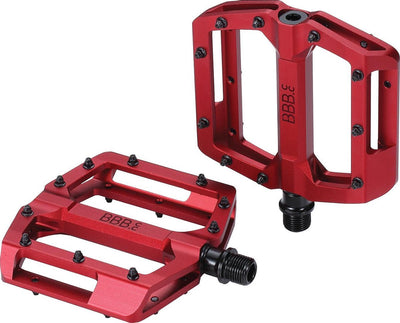 Bbb cycling mtb pedals - enigma - platform pedals with grip pins sealed bearings - mountain bike bicycle pedals - red - 100 x 100 mm - bpd-38