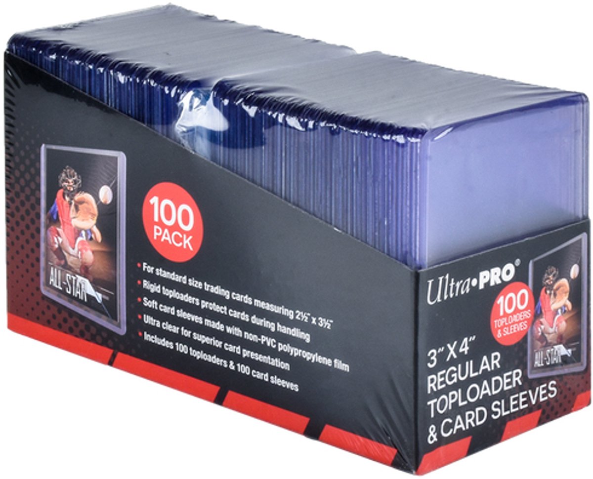 Ultrapro ultra pro - toploader - toploaders - 3 x 4 (100) fundas transparentes para cartas regulares (100) - tcg - juego de cartas coleccionables - arriba