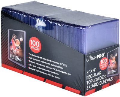 Ultrapro ultra pro - toploader - toploaders - 3 x 4 (100) buste trasparenti per carte regolari (100) - tcg - gioco di carte collezionabili - su