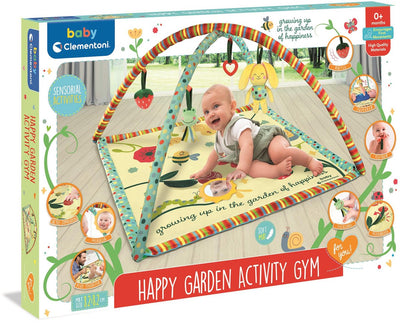 Clementoni - tappeto gioco baby garden of happy - palestrina attività - palestrina con arco gioco - da 0 mesi
