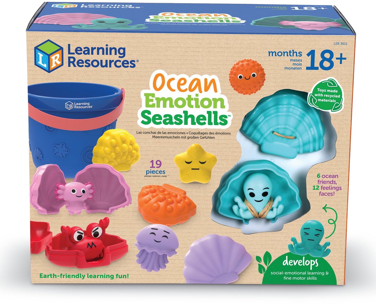Recursos de aprendizaje juguetes educativos conjunto de conchas marinas de emoción oceánica. - 3+
