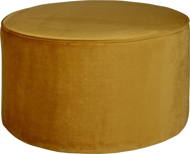 Pouf sara basso in legno - velluto - ocra - 36x60x60