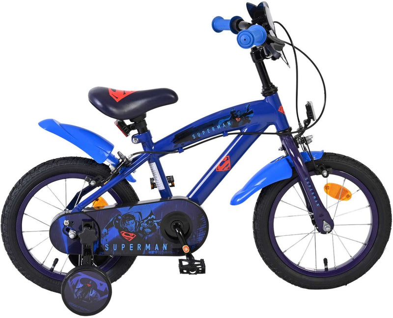 Bicicletta per bambini Superman - ragazzi - 14 pollici - blu - due freni a mano