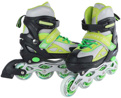 Street Rider Inline Skeelers Green Black adjustable, Size 37-40