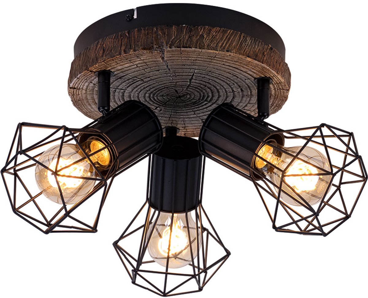 Globo opbouwspots priska 3-lichts hout e27 78cm