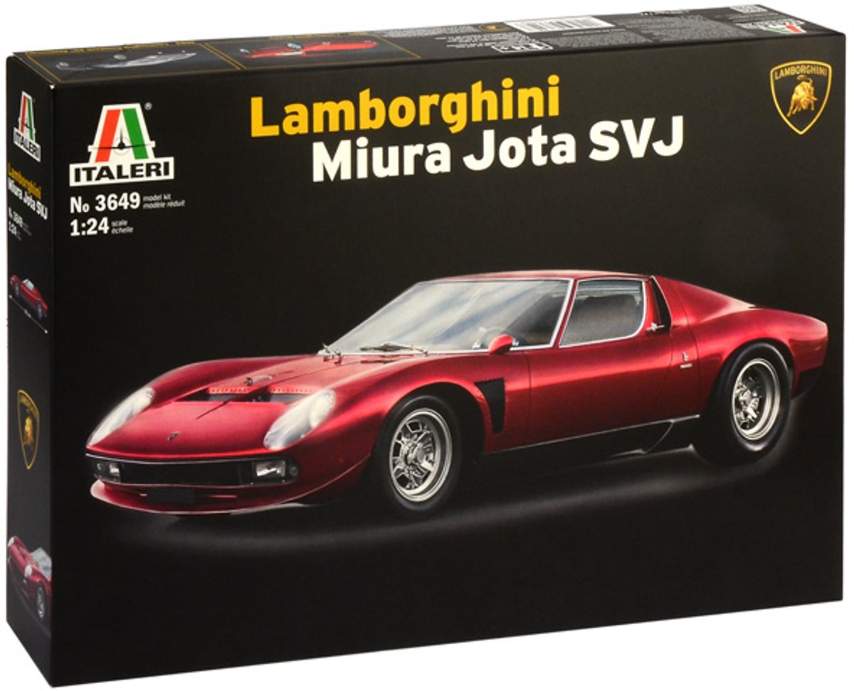 Italeri model kit car - 3649 lamborghini miura jota svj plastica - 1:24 - modellismo