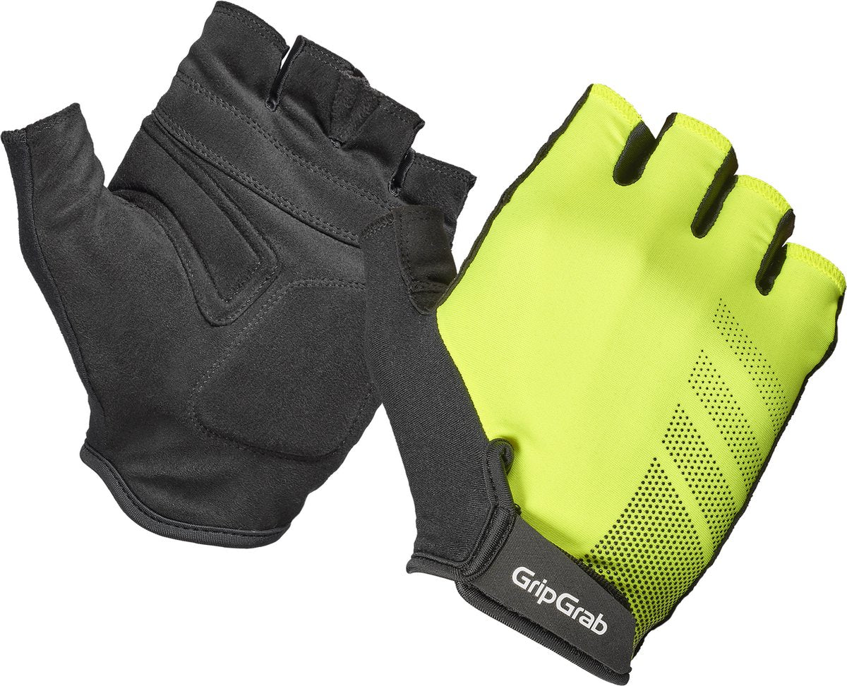 Gripgrab - ride rc lite korte vinger zomer fietshandschoenen met padding - geel hi-vis - unisex - maat xs