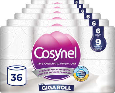 Papel higiénico Cosynel 36=54 rollos - giga roll blanco - 3 capas - paquete económico