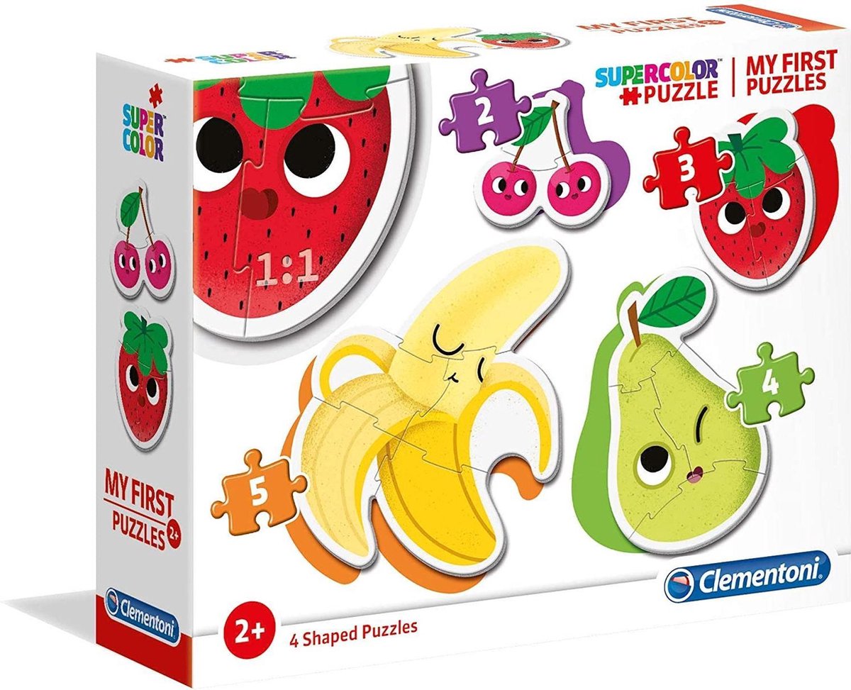 Clementoni - puzzle - i miei primi puzzle - 2,3,4 e 5 pezzi - tema frutta - per bambini - da 2 anni