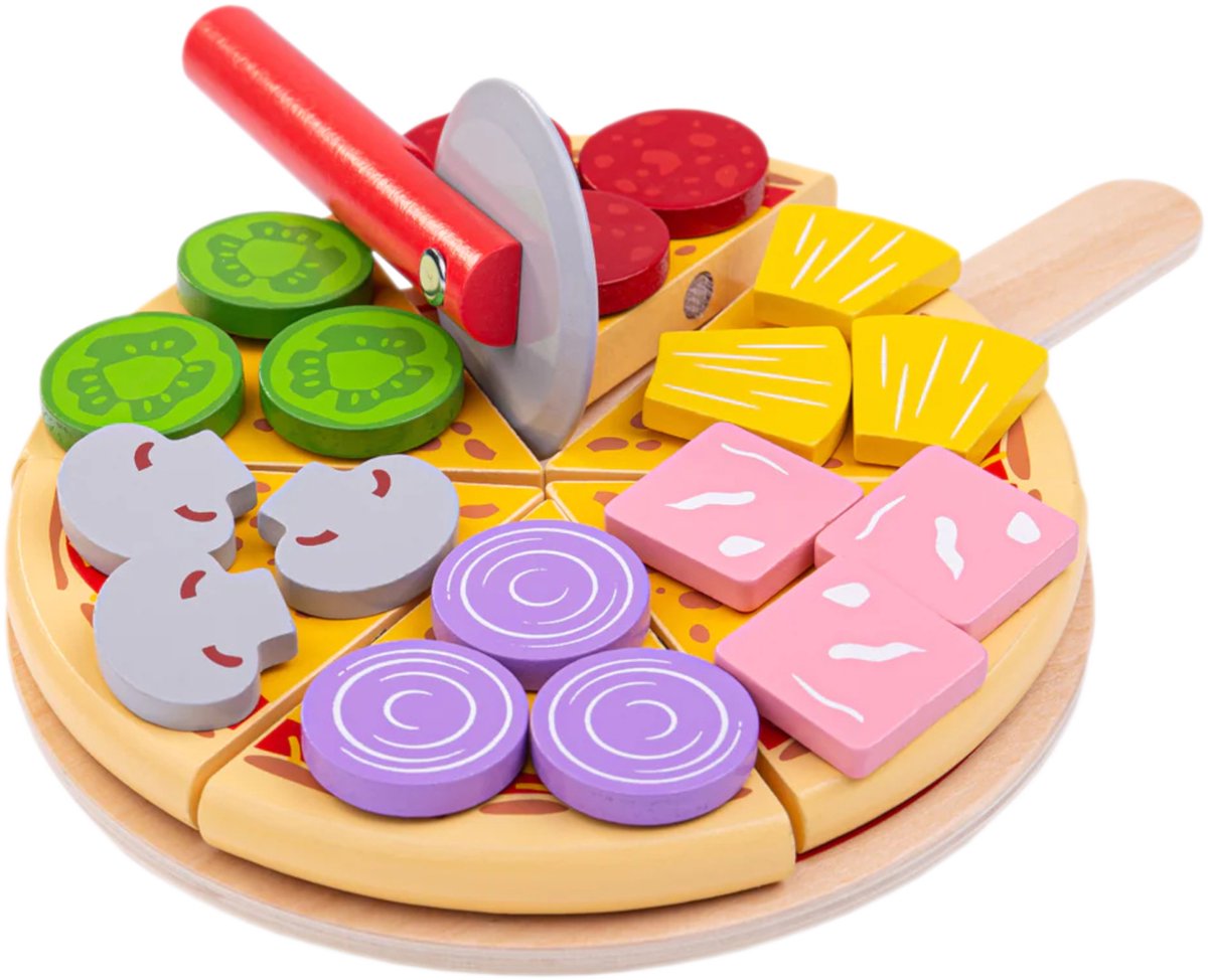 Bigjigs pizza in legno con assedio