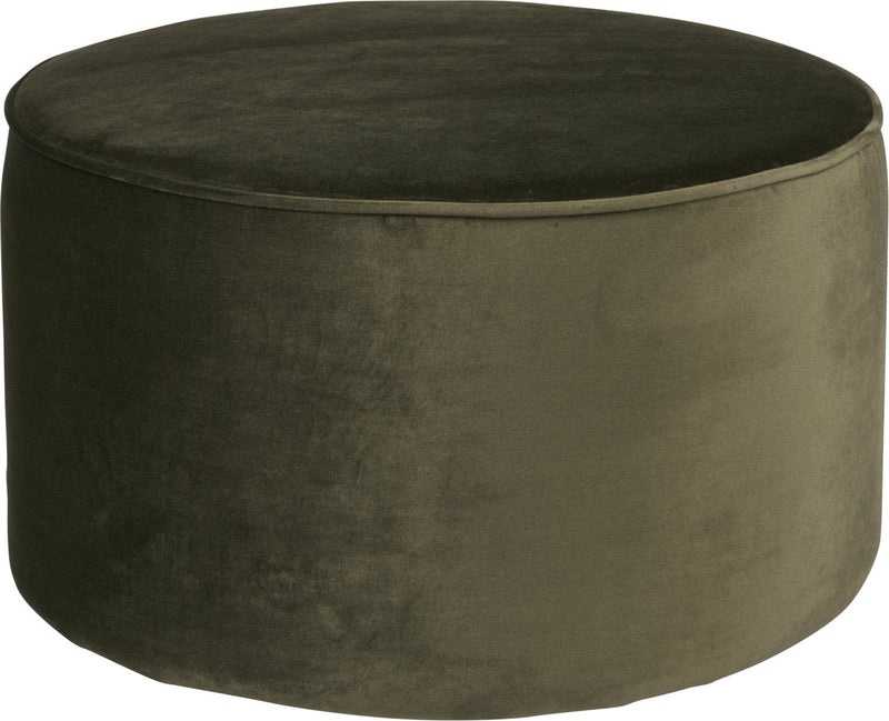 Pouf sara basso in legno - velluto - verde caldo - 36x60x60