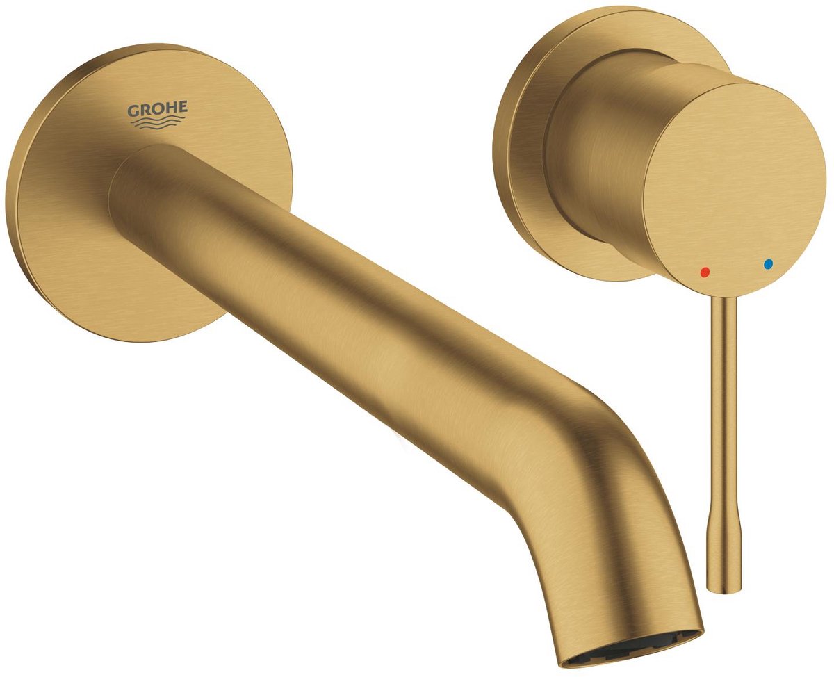 Grohe essence new rubinetto lavabo incasso a parete - set incasso - senza set incasso - bocca lunga - oro opaco - 19967gn1
