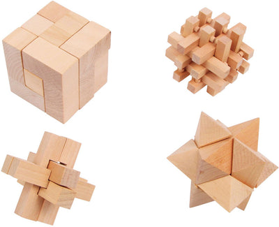 Puzzle cerebrali in legno a piede piccoli, set di 4