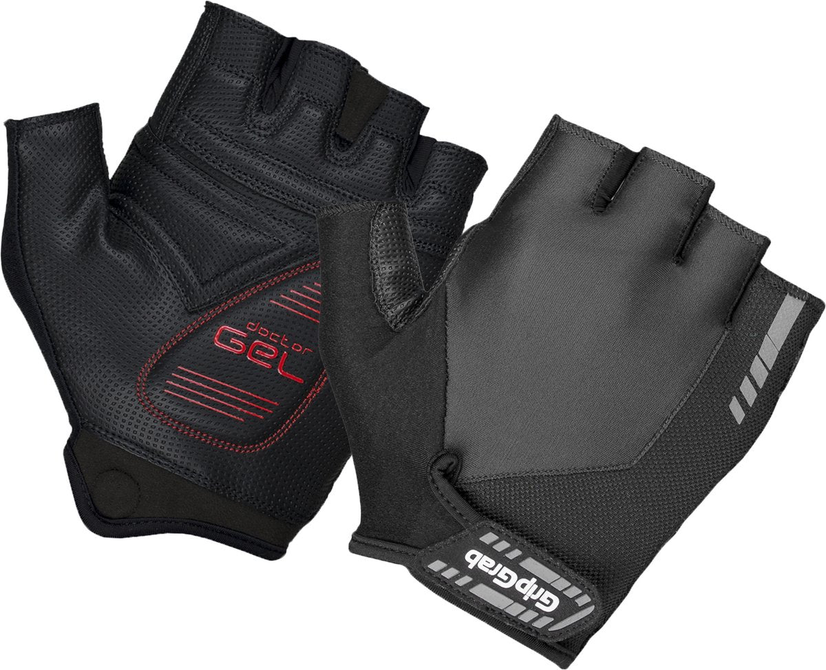 Gripgrab - progel padded korte vinger zomer fietshandschoenen wielrenhandschoenen met padding - zwart - unisex - maat xxl