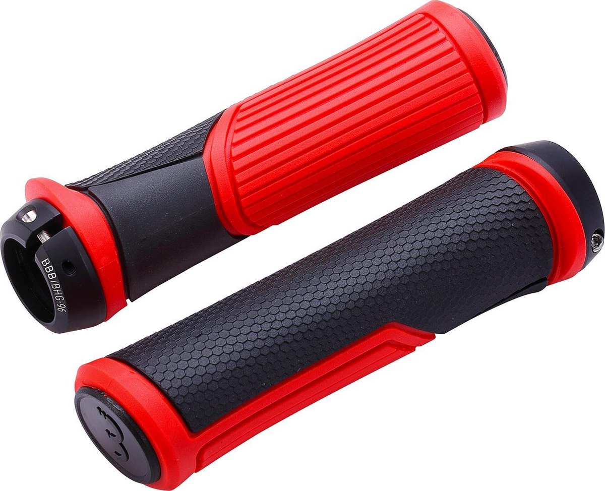 Bbb ciclismo maniglie ergonomiche bicicletta cobra - maniglie ergonomiche per bicicletta con il massimo comfort - lunghezza 142 mm - nero rosso - bhg-96