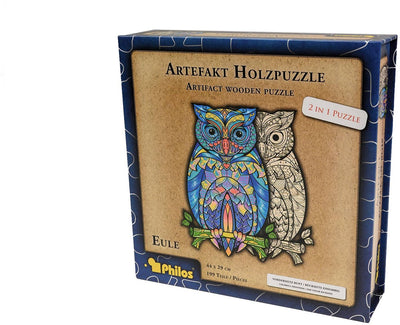 Philos puzzle in legno animali 2 in 1 gufo puzzle da 199 pezzi.