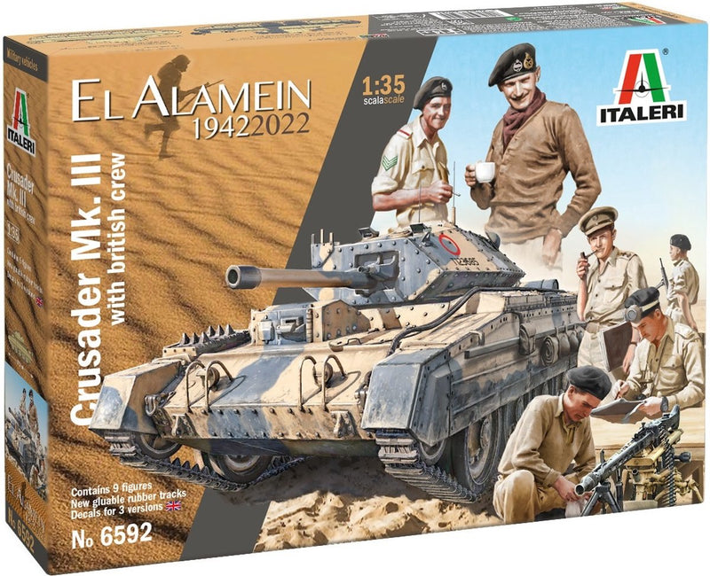 Kit modello Italeri veicoli militari - 6592 crusader mk. iii con equipaggio britannico in plastica - 1:35 - kit modello