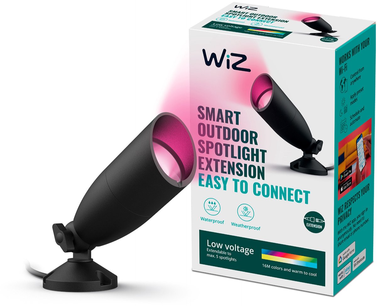 Lampada da esterno Wiz - set estensione faretto da terra - luce colorata e bianca - illuminazione LED intelligente - 12v - nera