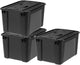 Scatola portaoggetti Iris con coperchio pieghevole - 48 l - impilabile - con coperchio pieghevole - plastica - nera - set da 3