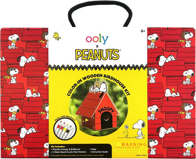 Ooly - x arachidi - d.i.y. Casetta per uccelli in legno Snoopy + 5 pennarelli acrilici