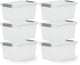 Iris storage opbergbox met clips - 4.5l - compact - stapelbaar - kunststof - transparant grijs - set van 6
