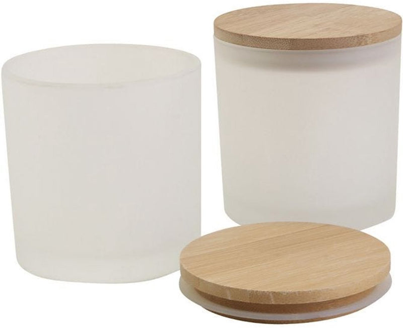 Frascos de vidrio con tapas de madera, H: 9 cm, D 8 cm, tenue 8 cm, 315 ml, 12 piezas 1 caja