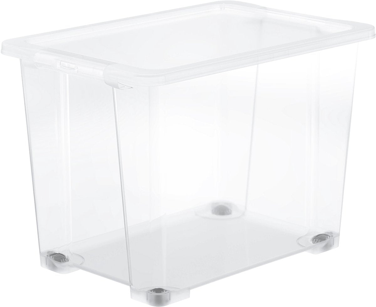 Cajas de almacenamiento básicas Rotho core - juego de 4 - apilables - 65 litros - con ruedas