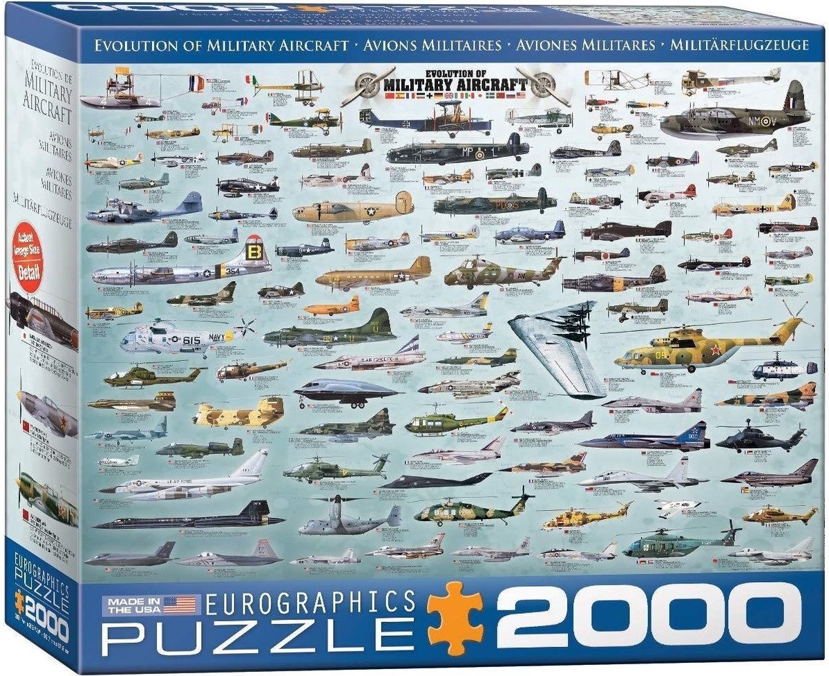 Eurographics - evoluzione degli aerei militari - 2000 pezzi 97×68 cm (l×a) - puzzle
