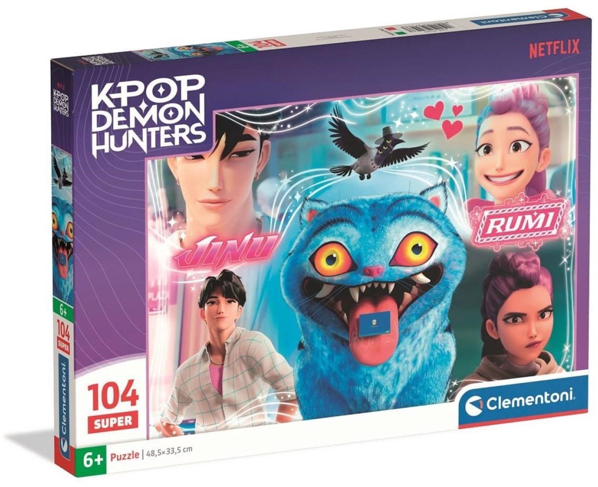 K-pop cacciatori di demoni puzzle maxi 104 pezzi di clementoni supercolor - kpop huntrix - k pop jigsaw puzzle regalo per bambini da 6 anni