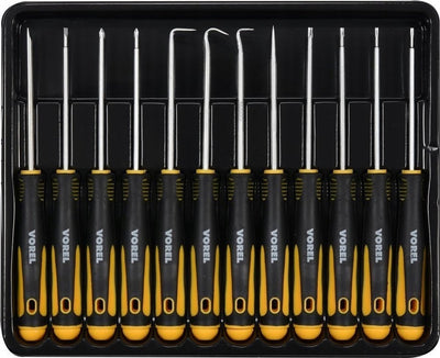 Vorel precisie schroevendraaierset met 12 haken - 12 stuks