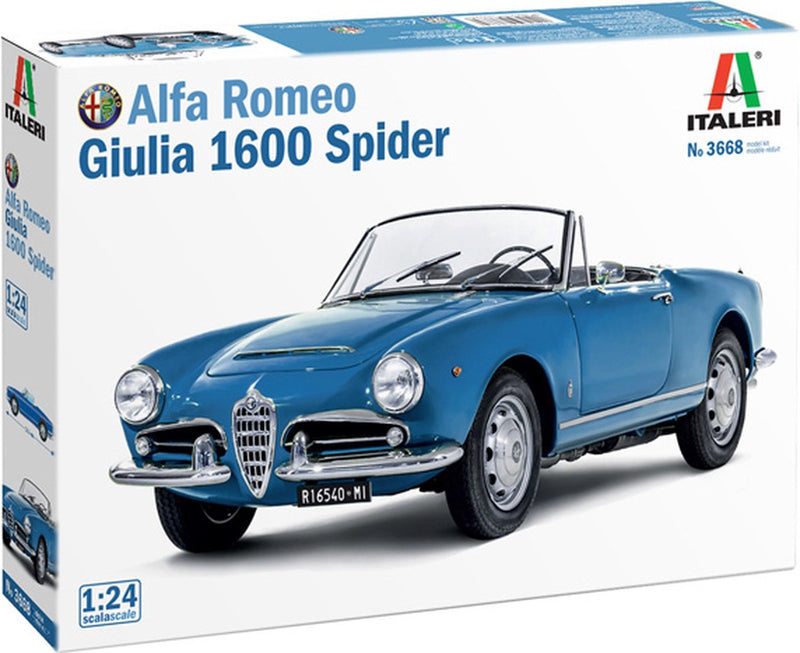 Italeri model kit veicoli militari - 3668 alfa romeo giulia 1600 spider - plastica per auto - 1:24 - modellismo