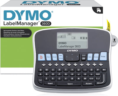Dymo desktop-labelprinter | labelmanager 360d herlaadbare handheld labelmaker | qwerty-toetsenbord | gebruiksvriendelijke, smart-one-touch-toetsen en groot scherm | voor organisatie thuis en op kantoor