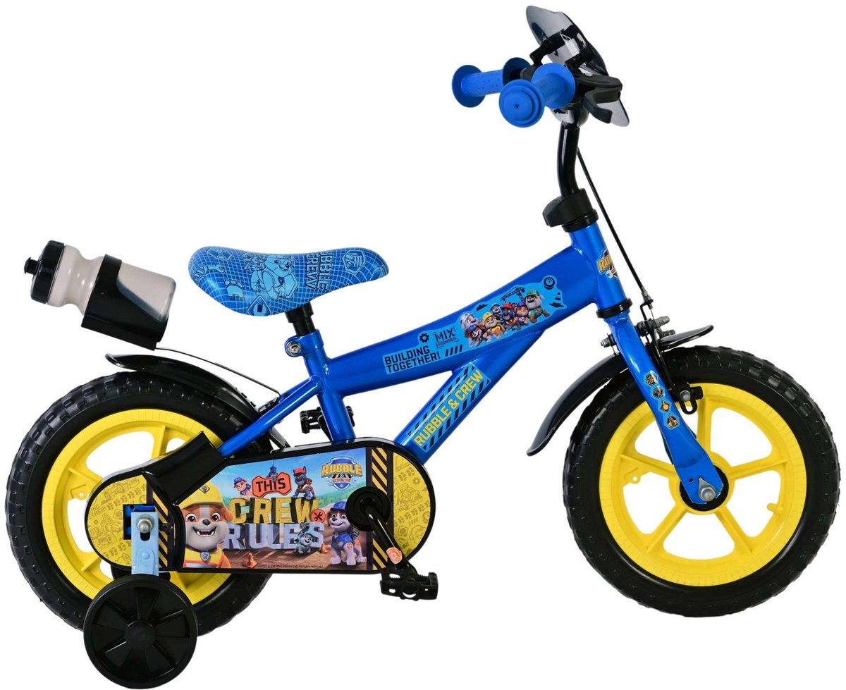 Volare paw patrol - rubble crew kinderfiets - jongens - mag wheels - 12 inch - blauw