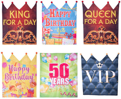 Eddy toys chair cover party birthday – party chair cover – party chair cover with crown – birthday chair decoration – random design - 50 x 50cm